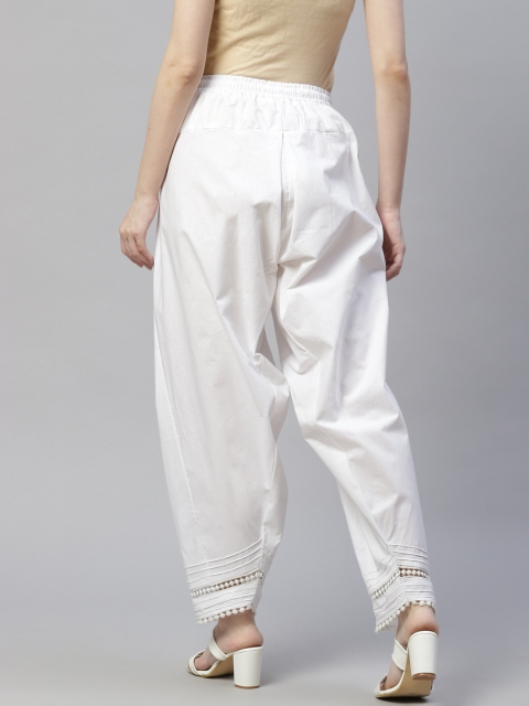 Laado - Pamper Yourself Women White Pintucks Lace Pure Cotton Salwar - Image 3