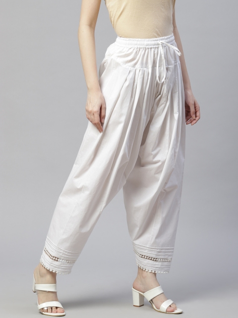 Laado - Pamper Yourself Women White Pintucks Lace Pure Cotton Salwar - Image 2