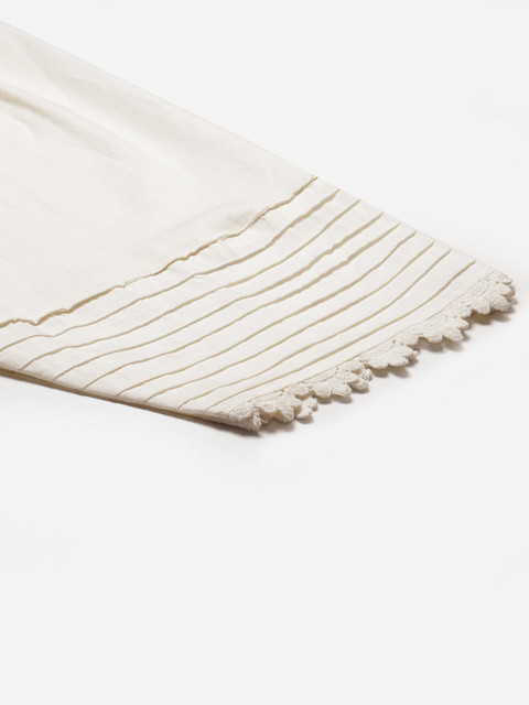 Laado - Pamper Yourself Women Off-White Solid Lace Pintucks Pure Cotton Salwar - Image 6