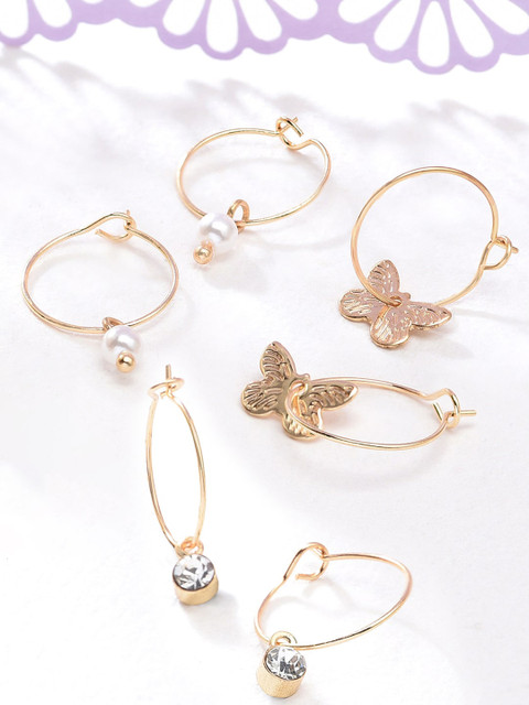 Accessorize London Set Of 3 Butterfly Hoop Earrings