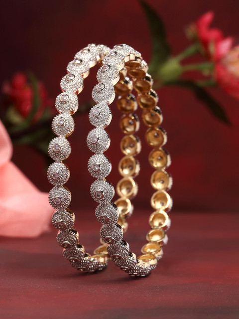 ZENEME Set Of 2 24 CT Gold-Plated Bangles