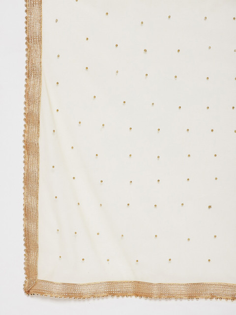 Clora Creation Beige & Gold-Toned Ethnic Motifs Embroidered Dupatta with Gotta Patti - Image 2