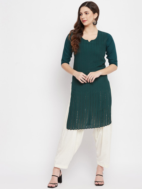 Clora Creation Women Cream-Coloured Solid Loose-Fit Pure Cotton Salwar - Image 5