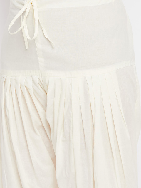 Clora Creation Women Cream-Coloured Solid Loose-Fit Pure Cotton Salwar - Image 6