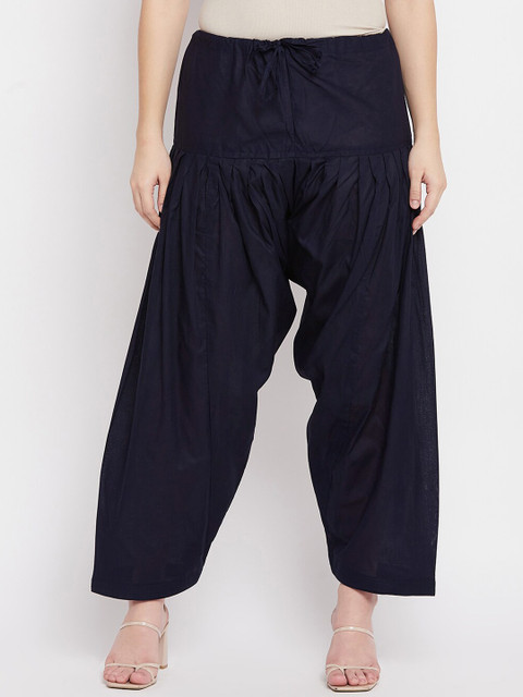 Clora Creation Women Navy Blue Solid Loose-Fit Pure Cotton Salwar