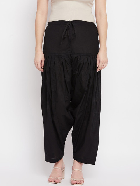 Clora Creation Women Black Solid Loose-Fit Pure Cotton Salwar