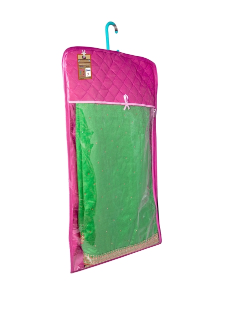 atorakushon Fuchsia & Green Solid Set of 6 Wardrobe Cloth Organizer - Image 3