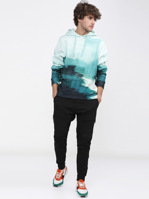 HIGHLANDER Men Teal Printed Hooded Sweatshirt - Image 6