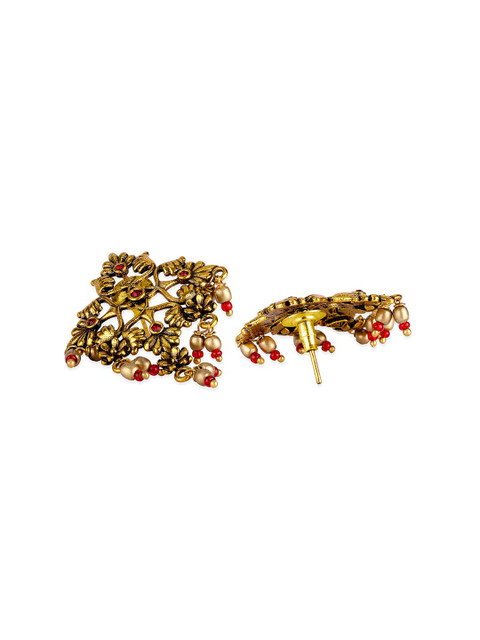 Voylla Gold-Toned & Plated Arabian Nights Antique Oxidized Earrings - Image 4