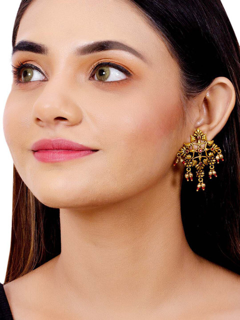 Voylla Gold-Toned & Plated Arabian Nights Antique Oxidized Earrings - Image 5