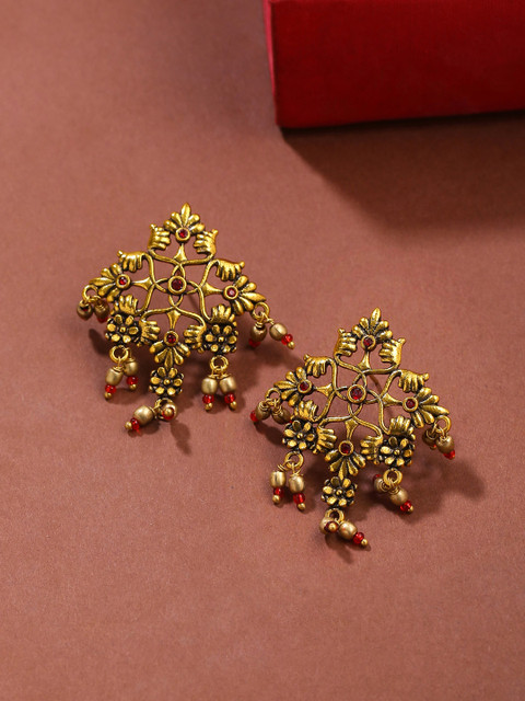 Voylla Gold-Toned & Plated Arabian Nights Antique Oxidized Earrings