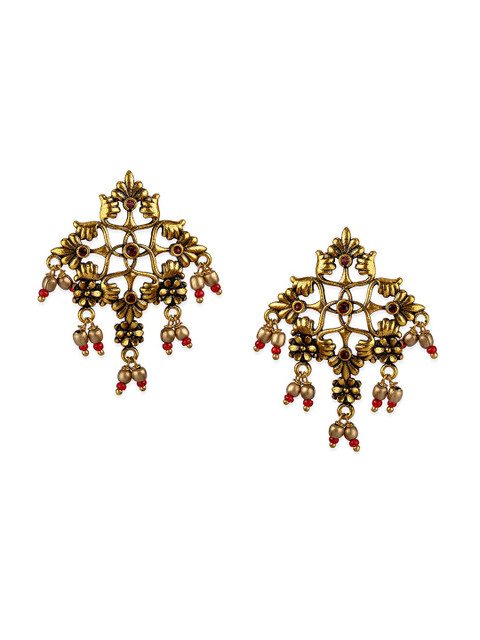 Voylla Gold-Toned & Plated Arabian Nights Antique Oxidized Earrings - Image 3