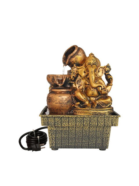 TIED RIBBONS Gold-Toned & Copper Decorative Ganesha Statue Water Fountain - Image 3