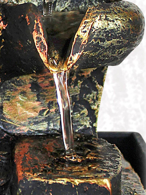 TIED RIBBONS Gold-Toned & Copper Decorative Ganesha Statue Water Fountain - Image 6
