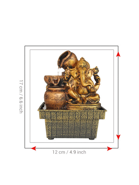 TIED RIBBONS Gold-Toned & Copper Decorative Ganesha Statue Water Fountain - Image 5