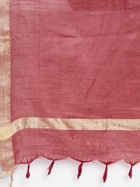 Clora Creation Maroon & Gold-Toned Dupion Silk Dupatta - Image 2