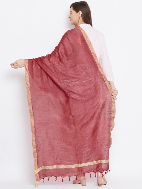 Clora Creation Maroon & Gold-Toned Dupion Silk Dupatta - Image 4