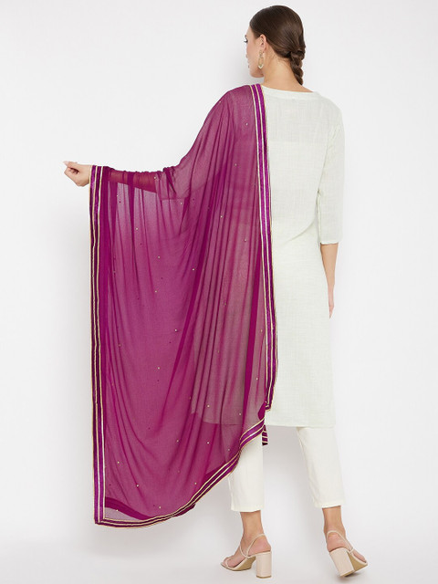 Clora Creation Purple Sequinned Dupatta With Taped Border - Image 5