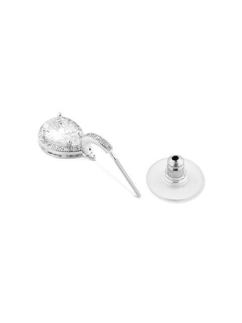 AMI Silver-Plated Cubic Zirconia Contemporary Pear Drop Earrings - Image 5