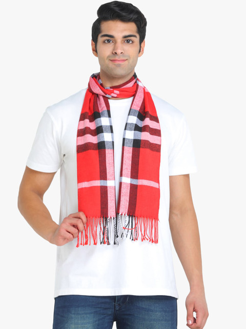 ELLIS Men Red & White Checked Muffler