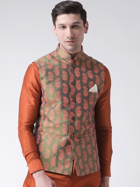 DEYANN Men Green Printed Nehru Jacket