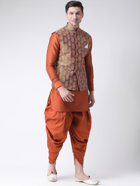 DEYANN Men Green Printed Nehru Jacket - Image 5