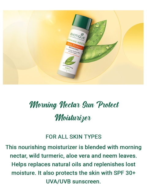 Biotique Morning Nectar SunProtect 30+SPF UVA+UVB Visibly Flawless Skin Moisturizer 120ml - Image 2