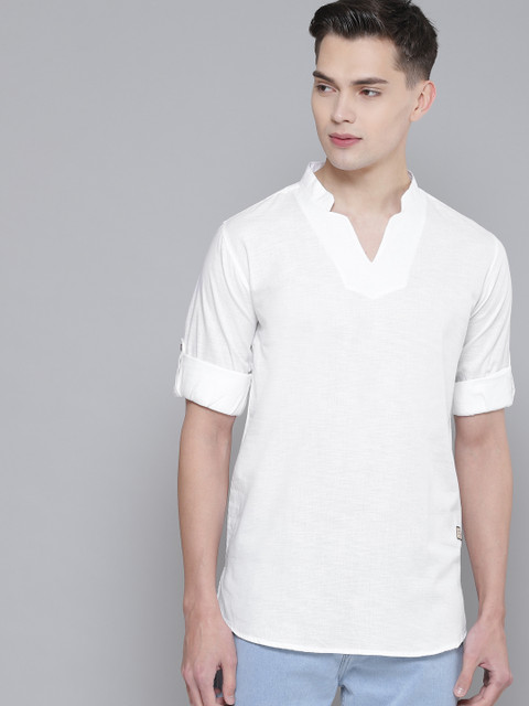 DENNISON Men White Comfort Fit Kurta