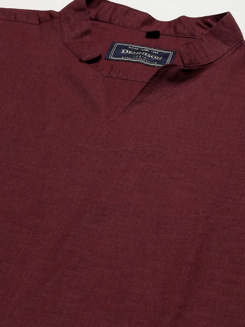 DENNISON Men Maroon Comfort Fit Kurta - Image 2