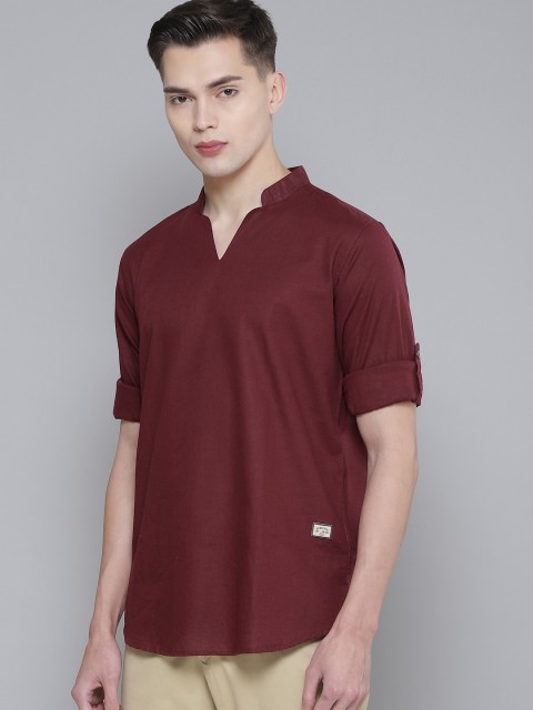 DENNISON Men Maroon Comfort Fit Kurta - Image 4