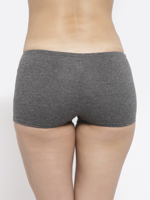 Softrose Women Grey Solid Boy Shorts SH7003DG_S - Image 3
