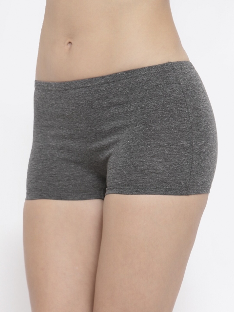 Softrose Women Grey Solid Boy Shorts SH7003DG_S - Image 2