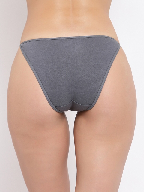 Softrose Grey Solid Low-Rise Ring Bikini Brief RB2001SI_S - Image 3