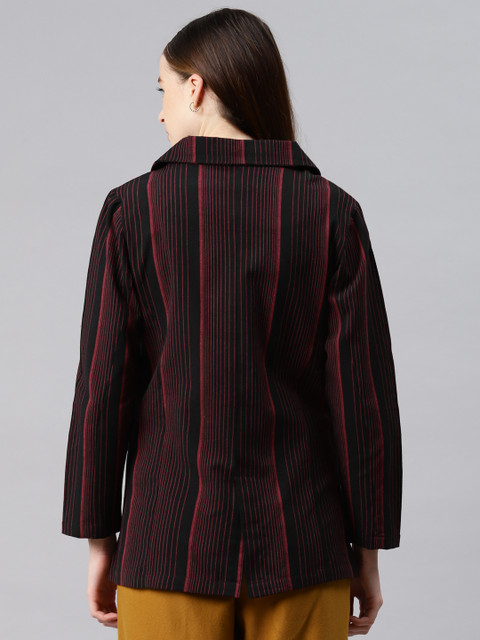 Cottinfab Women Maroon Open Front Formal Blazer - Image 4