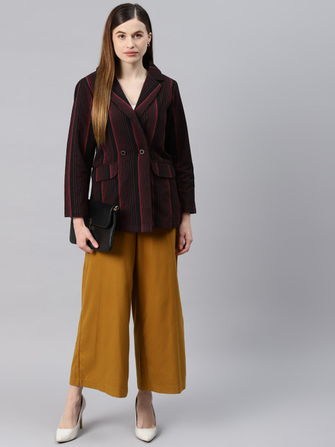 Cottinfab Women Maroon Open Front Formal Blazer - Image 5