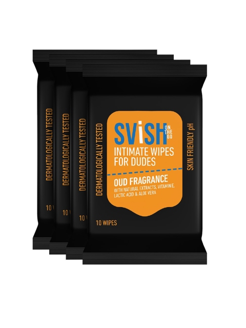 Svish On The Go Men Black Pack of 4 Intimate Hygiene Wipes