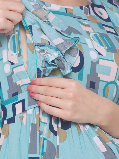 AV2 Blue Floral Maternity Midi Dress - Image 2