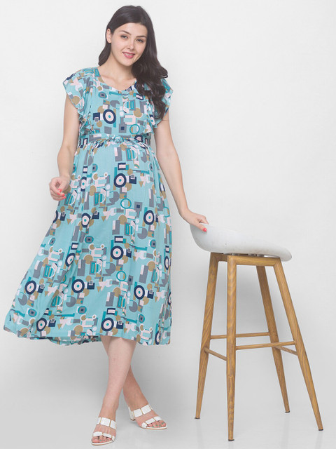 AV2 Blue Floral Maternity Midi Dress - Image 6