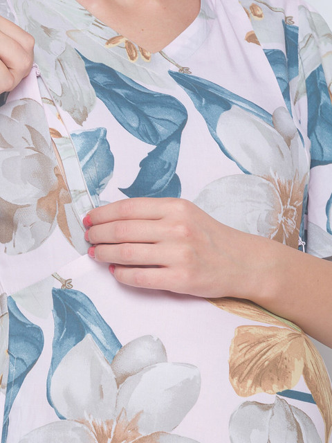 AV2 Pink Floral Maternity Midi Dress - Image 2