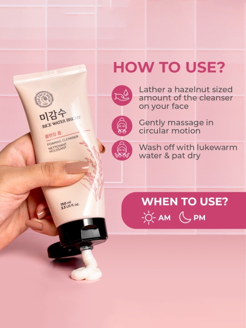 The Face Shop Rice Water Bright Foaming Cleanser Face Wash For Glowing Skin - 100ml - Image 7