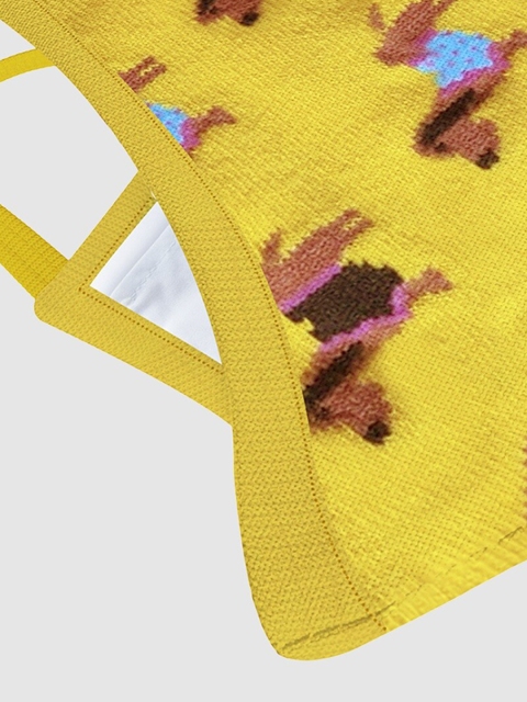 Soxytoes Yellow & Brown Dog Printed 4-Ply Cotton Reusable Cloth Mask with Filter - Image 4