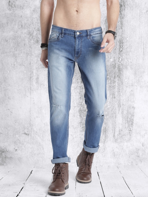 Roadster Men Blue Slim Fit Slash Knee Stretchable Jeans