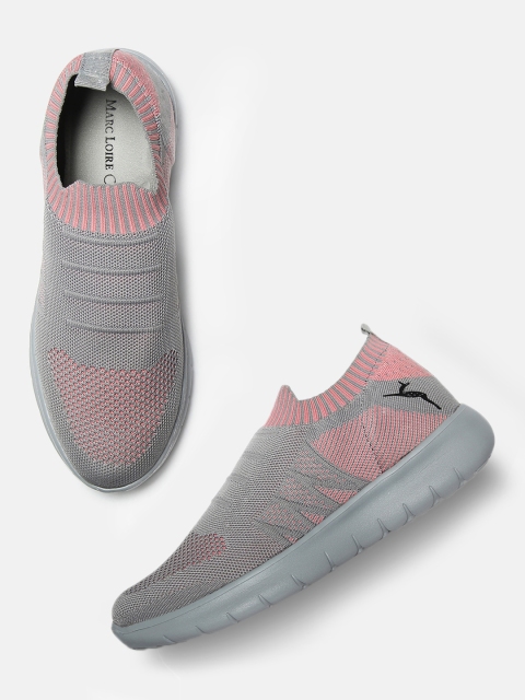 Marc Loire Women Pink & Grey Colourblocked Lightweight Slip-On Sneakers - Image 3