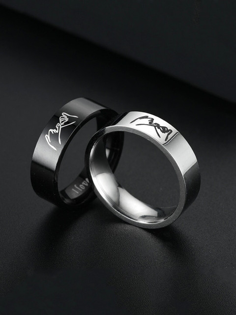 Yellow Chimes Set Of 2 Rhodium-Plated Couple Finger Rings