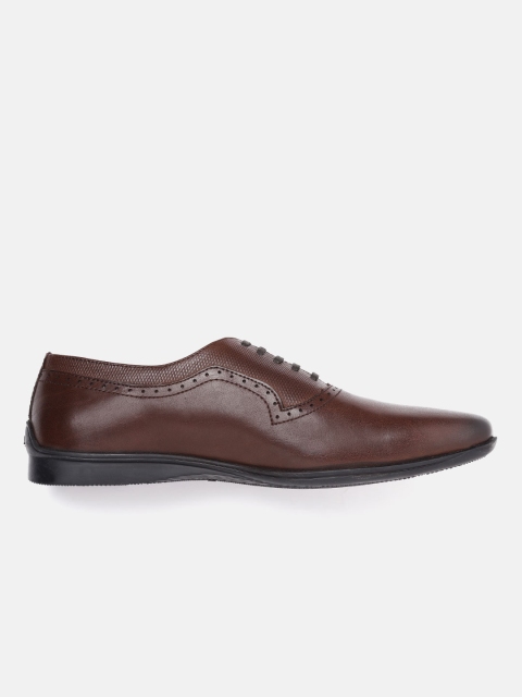 Louis Philippe Men Coffee Brown Leather Textured Formal Oxfords - Image 3