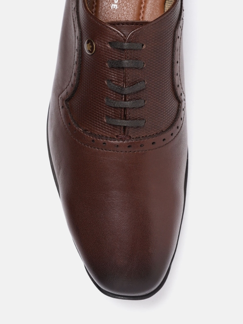 Louis Philippe Men Coffee Brown Leather Textured Formal Oxfords - Image 6