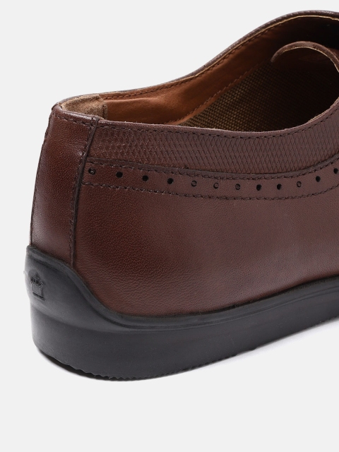 Louis Philippe Men Coffee Brown Leather Textured Formal Oxfords - Image 5