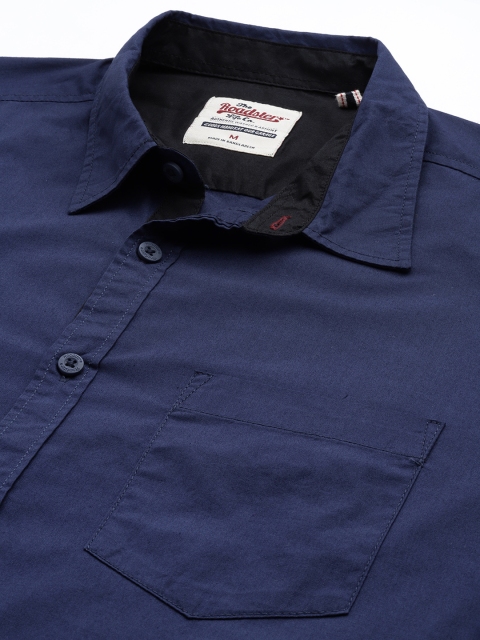 Roadster Men Navy Blue Pure Cotton Solid Casual Shirt - Image 2