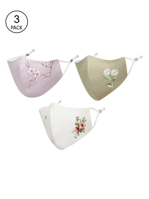 MASQ Women Pack Of 3 Reusable Anti-Pollution 4-Ply Cloth Masks