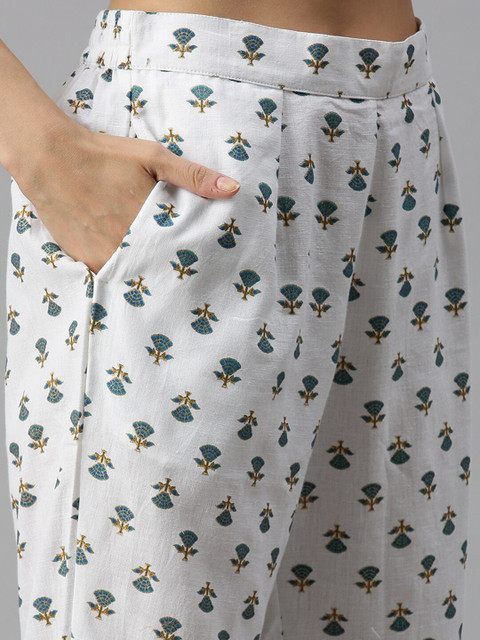 SHOWOFFFF Women White Floral Printed Kurta with Trousers & With Dupatta - Image 3